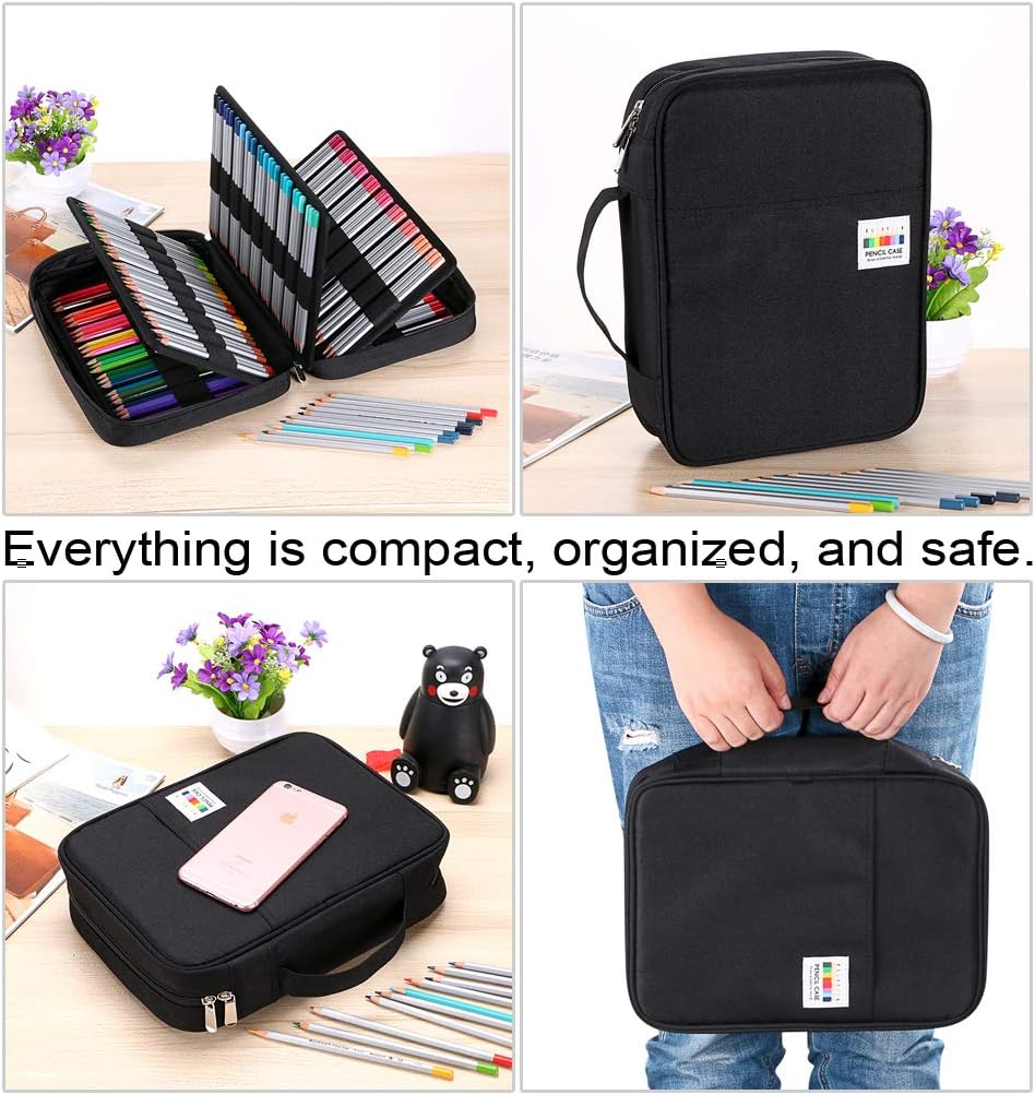 YOUSHARES Colored Pencil Case 166 Slots Pen Case Organizer With Handy Wrap & Zipper, Multilayer Holder For Prismacolor Colored Pencils & Gel Pen - View #5