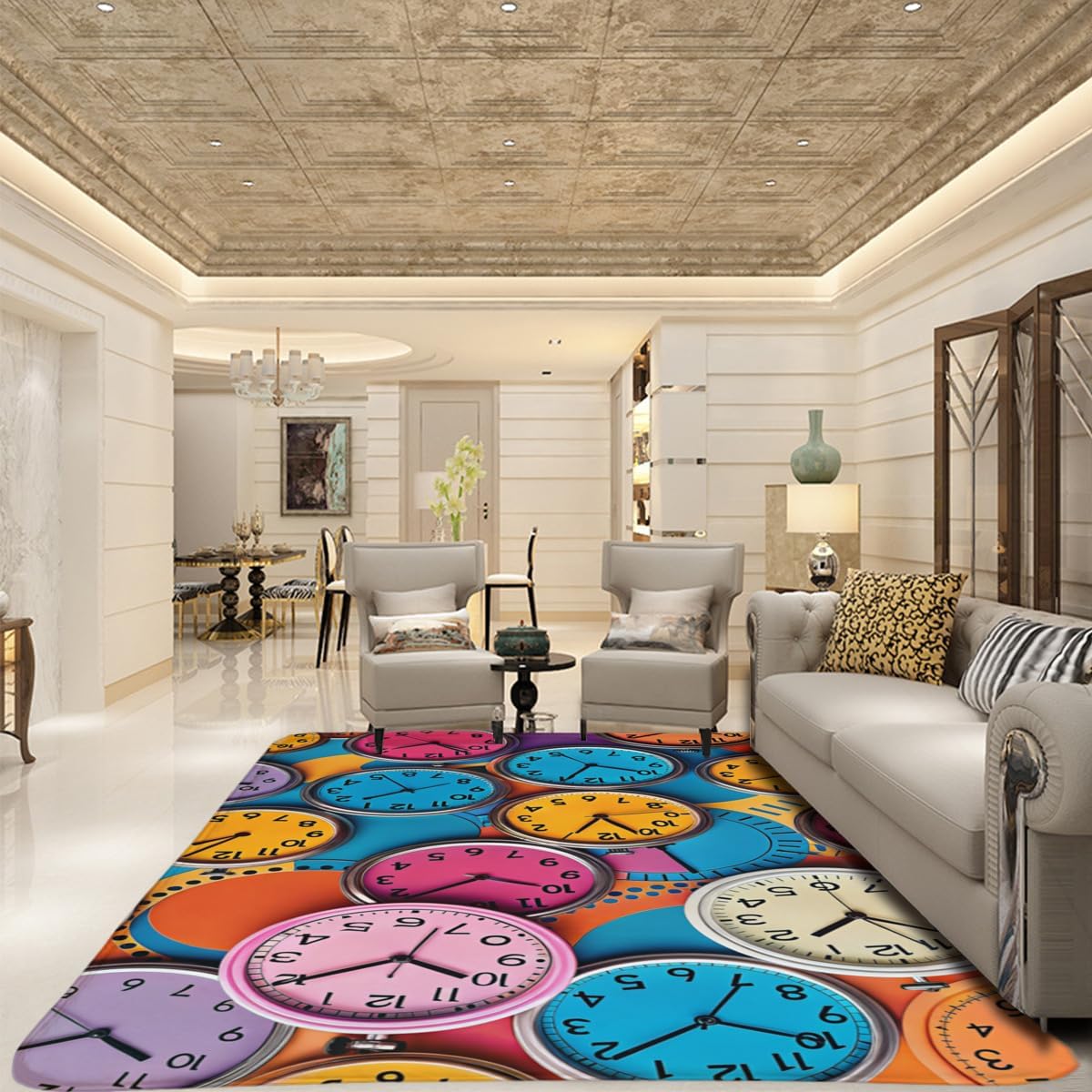 Alarm Clock Rug, Soft and Comfy Alarm clockThemed Area Rugs Bedroom Living Room Carpet Kitchen Mat Bath Rugs for Bathroom, Room Decor for Kids Bedroom 2'x3'