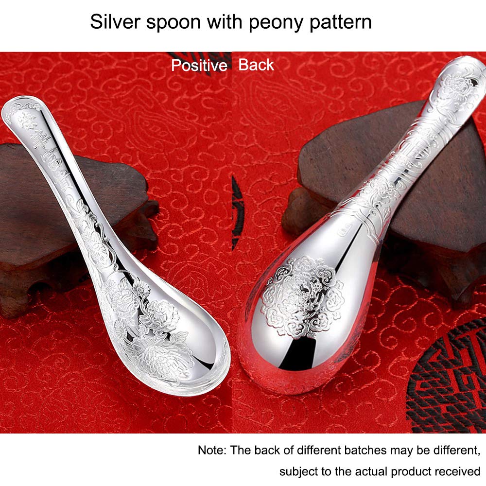 Bol à Grains en Argent Sterling, Bol à Soupe, Riz, Bol à Nouilles instantané, Bol de Dessert de la Salade, à la Main, modèle de Pivoine, approprié comme Cadeau