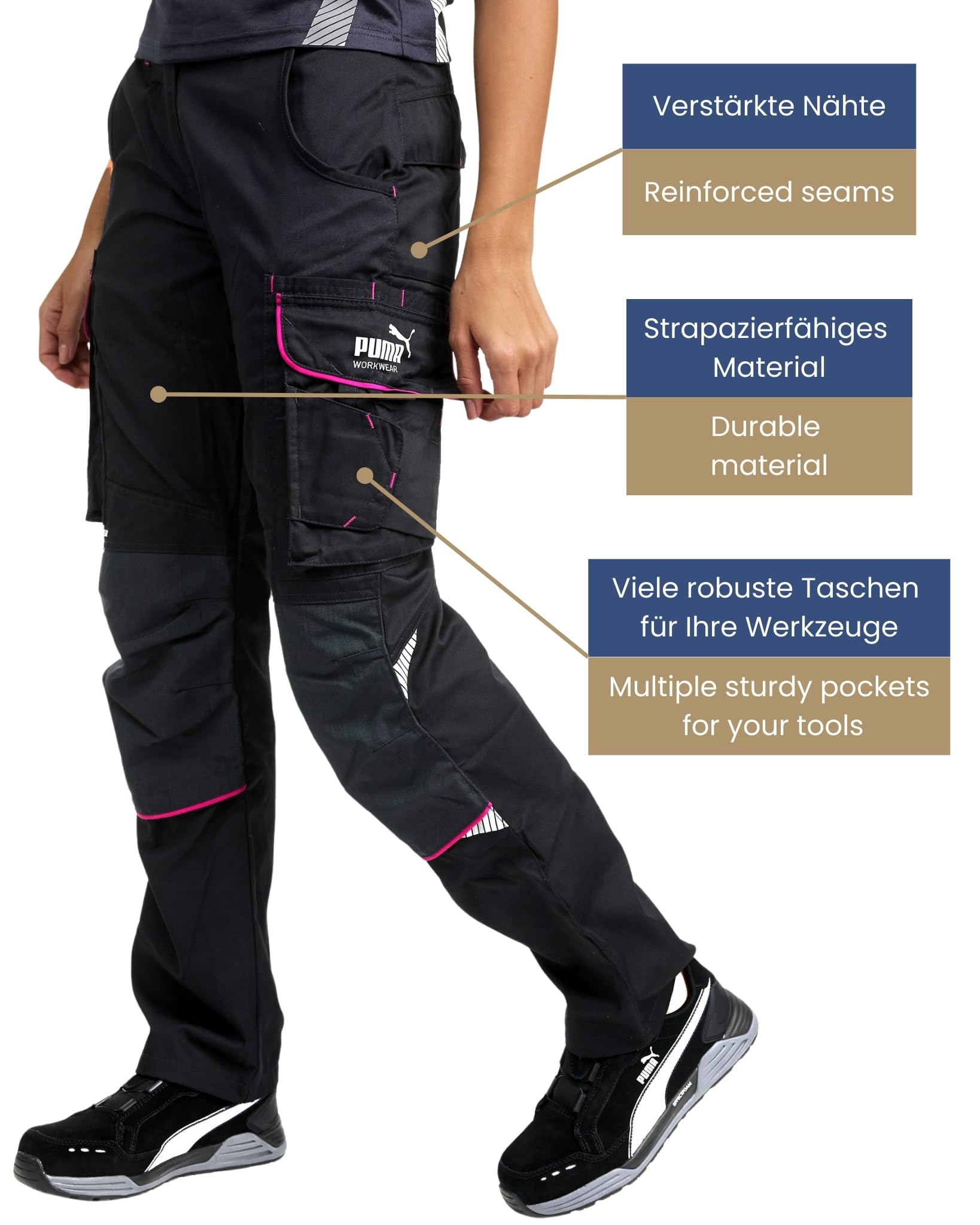 PUMA Workwear Precision X Pantalon de Travail pour Femmes, Nombreuses Poches & Genoux renforcés - Idéal pour Les Artisans, Les ouvriers de Production et de Construction