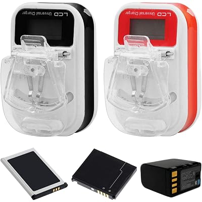 VizGiz 2 Pack Universal Battery Charger for All Types of Batteries USB Power Adapter LCD for Lithium Old Retro Mobile Phone Camera Nokia Siemens Samsung Ericsson Alcatel Motorola (Below 1000mAh)