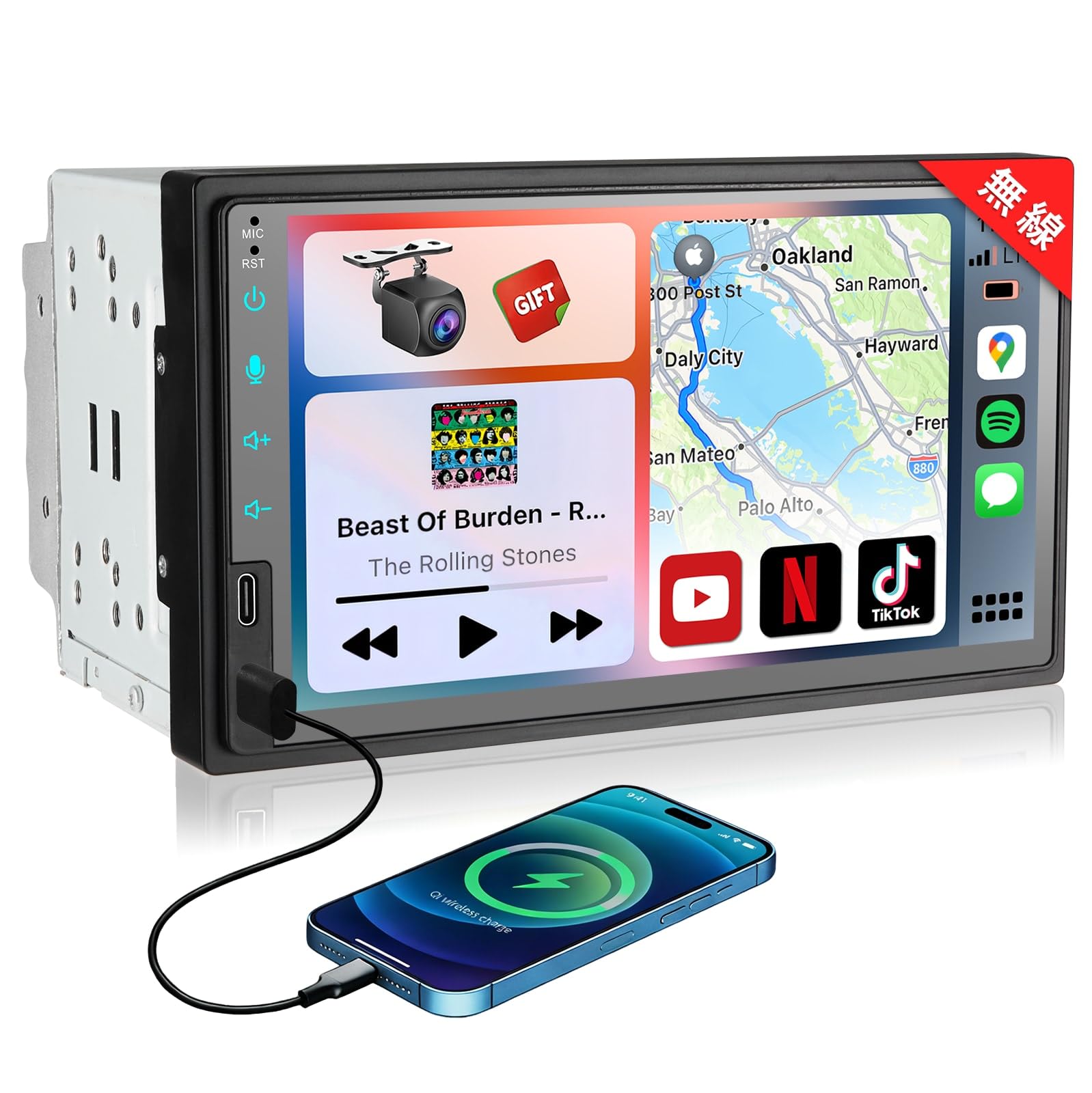 Amazon.co.jp: 2DIN&7インチ2USB ディスプレイオーディオ 無線CarPlay+