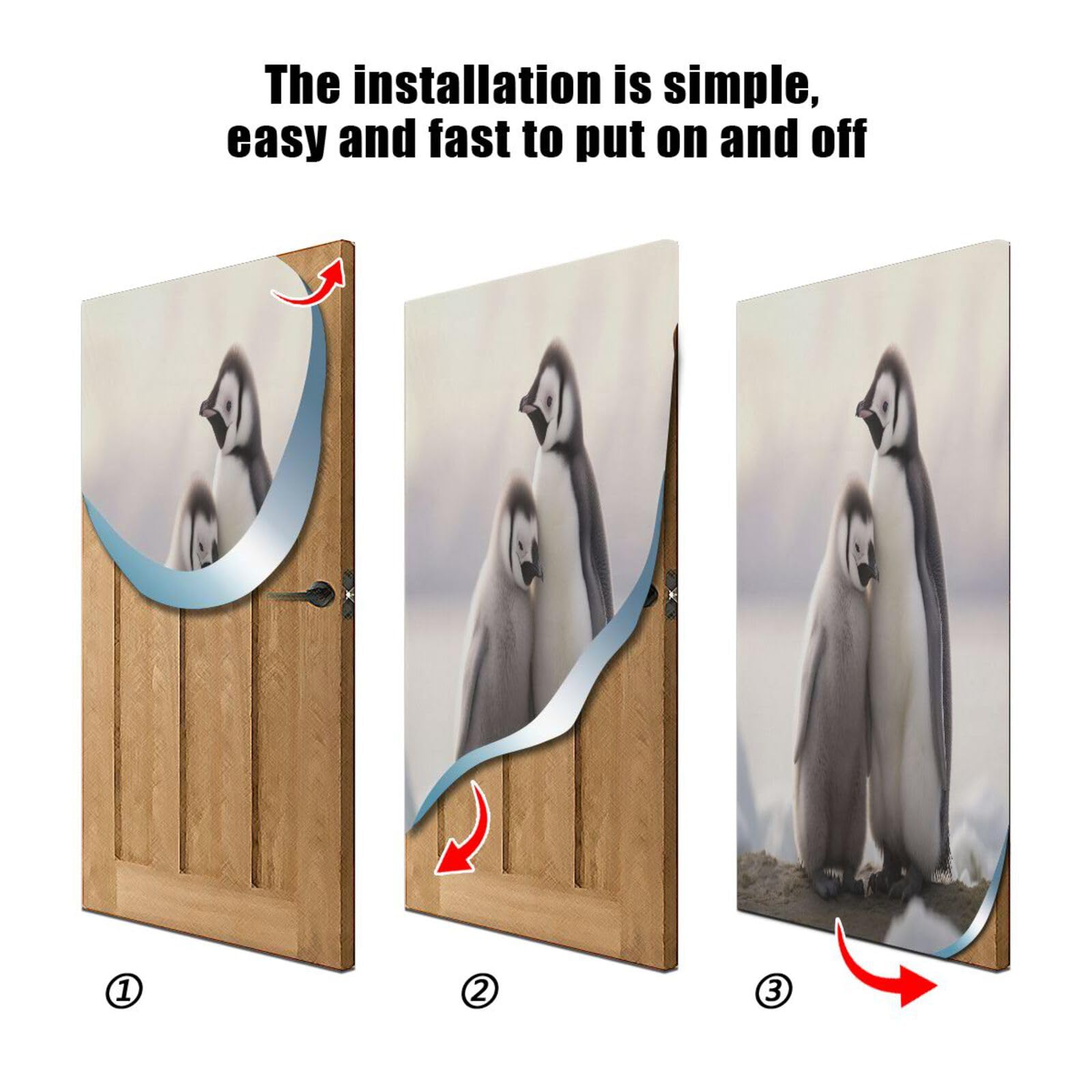 FLildon Two Penguins Door Cover Decoration, Party Accessory Porch Decor for Festive Ornament Room Door Covers 32 x 79 Inch