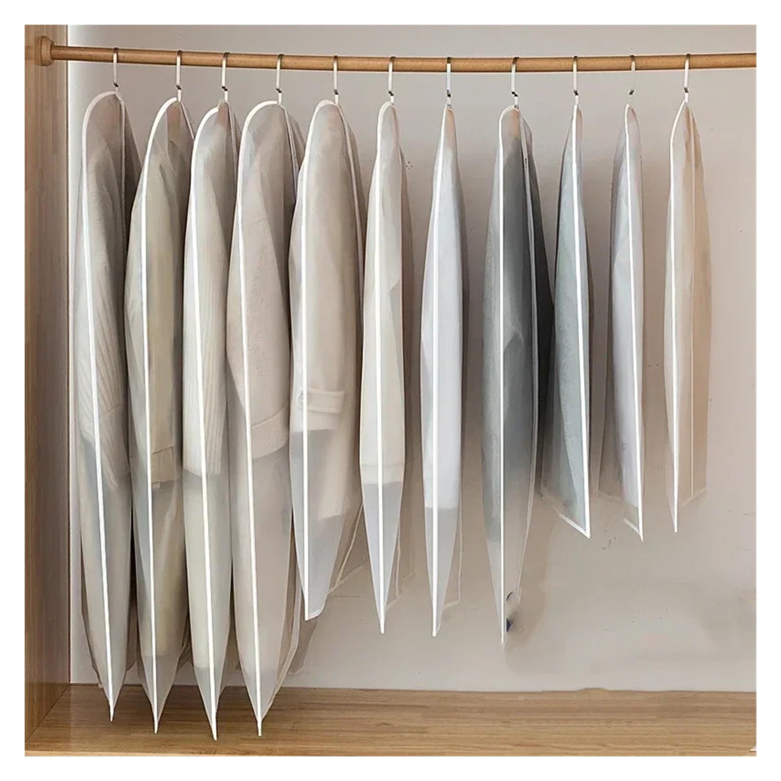 fundas para ropa 1-5PCS Clothes Dust Cover Transparent Thickened Washable Bag PEVA Household Coat Suit Hanging(60x140cm,3PCS)