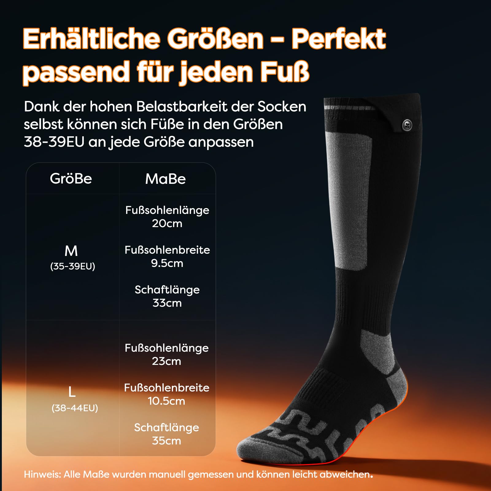Beheizbare Socken, Beheizte Socken Damen Herren, die Lösung für Maximale Heizfläche im Jahr 2025 5V 6000 mAh Wiederaufladbare Heizsocken für Skifahren, Outdoor, Camping, Wandern