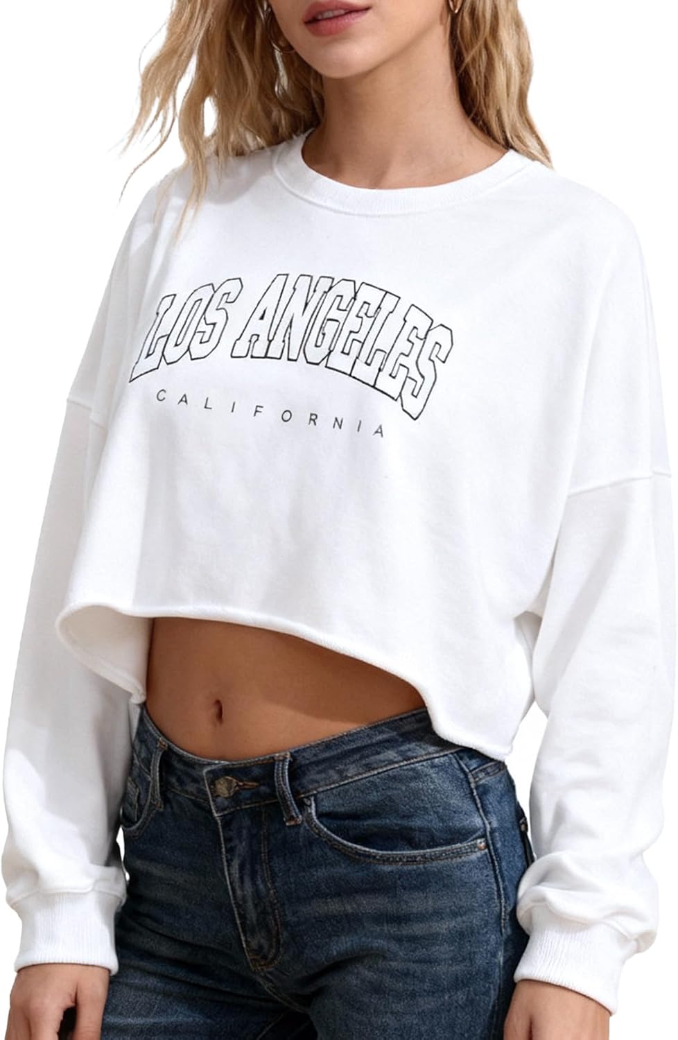 Amazhiyu Women’s Cropped Hoodie Pullover Long Sleeve Crewneck Crop Tops Oversize Fit