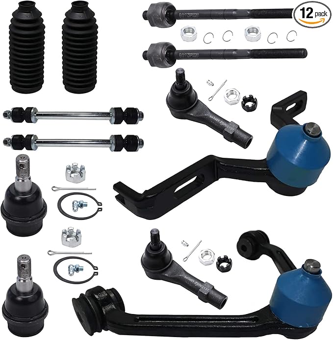 Detroit Axle - Front Upper Control Arms Tie Rods Sway Bars Replacement for Ford Explorer Ranger Mercury Mountaineer - 12pc Set