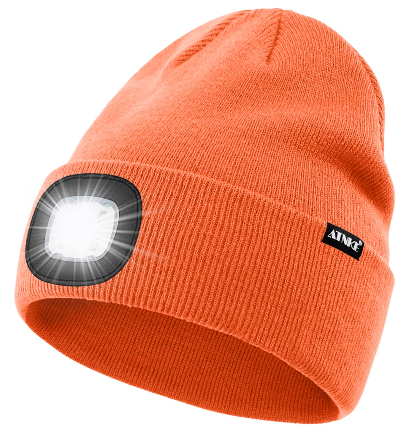 ATNKE LED Lighted Beanie Hat,USB Rechargeable 4 LED Running Headlamp Bright Cap with The Light Gifts for Men and Women