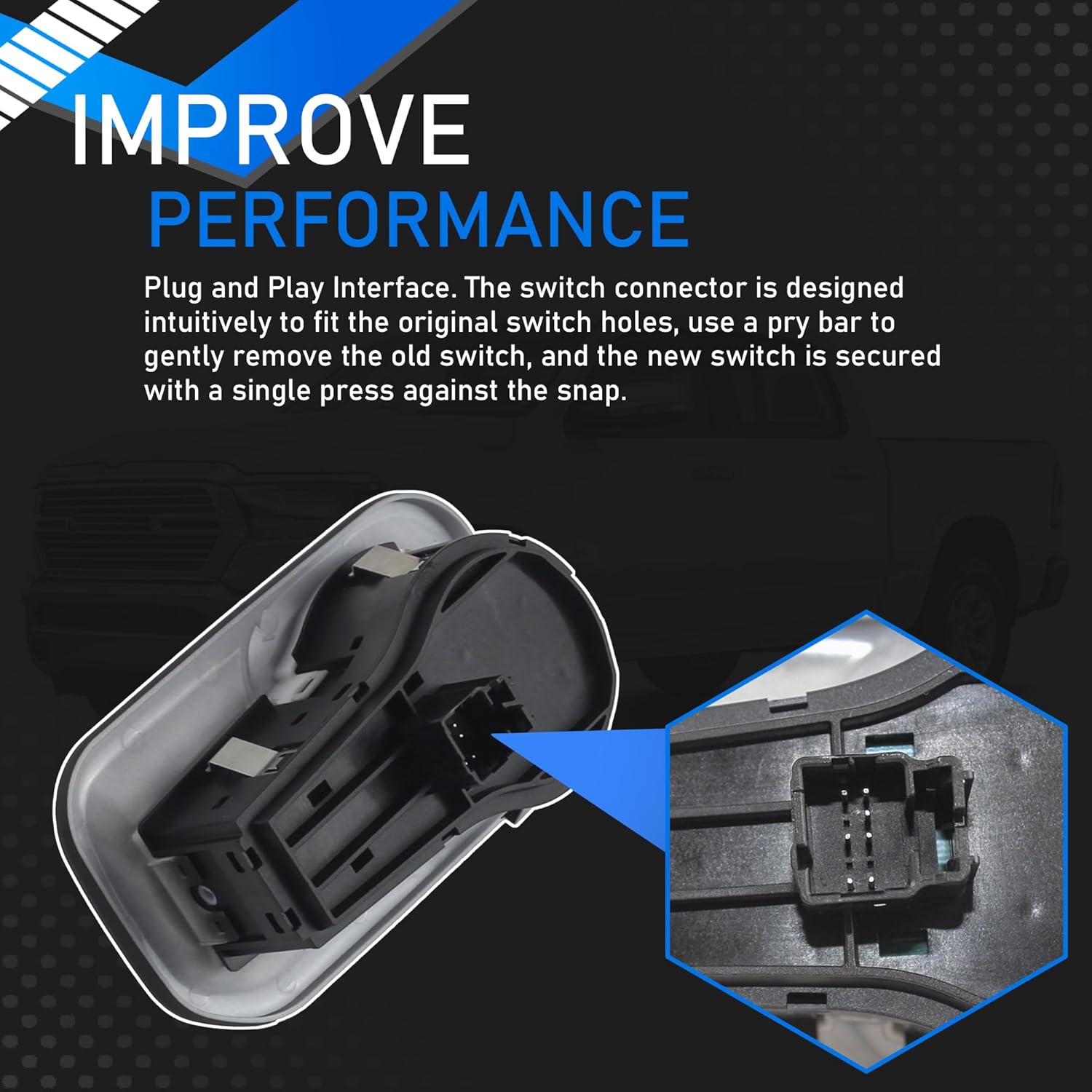 68156061AD Headlight Fog Light Headlamp Switch Control Assembly Compatible with 2019-2024 Ram 2500 3500 2019-2025 Ram 1500 Replaces 68156061AB 68156061AC