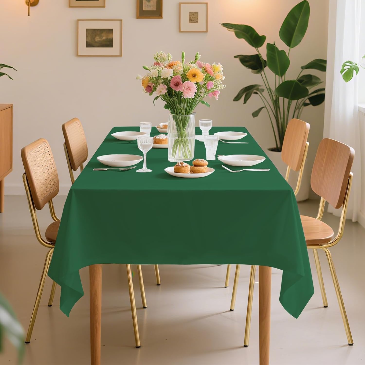 54 Inch X 300 Feet Plastic Table Cover Roll Premium Disposable Plastic Tablecloth for All Type/Shape Tables | Picnic, Party, Banquet, Birthdays, Weddings (Green, 54 Inch X 300 Feet)