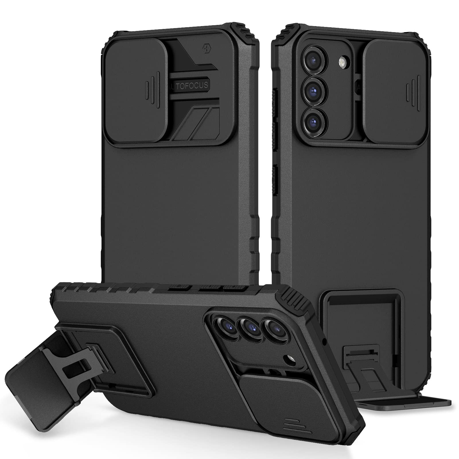 YOUULAR Case Compatible with Samsung Galaxy S21 Dimensional Bracket Sliding Window Mobile Phone Case Shockproof Protective Phone Cover for Samsung S21 Military Cases Black