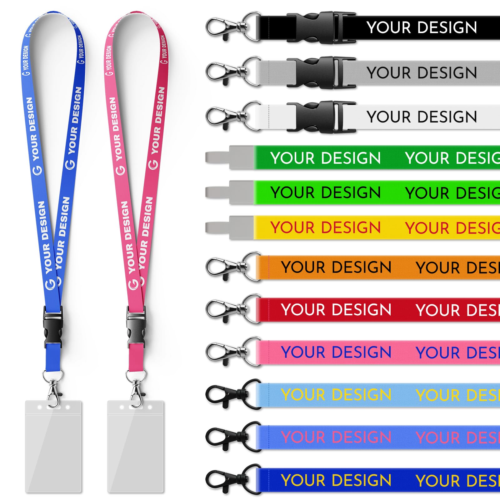 Personalised Lanyards Bulk 30–5000 PCS, Custom Printed Logo Lanyards with Text or Photo, Detachable ID Badge Neck Strap for School, Office, Business Events, Teachers, Staff, Students & Keys
