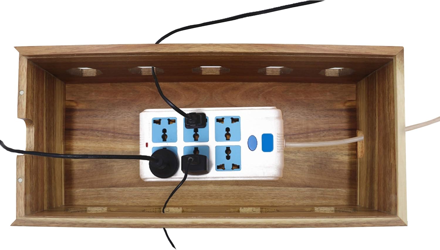 Cable Management Box, Acacia Wood Cord Organizer Box, Power Strip Cover for Home Office 15.7" L x 7.1" W x 5.9" H