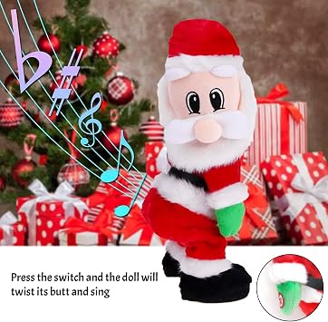 RUIXIA Christmas Electric Singing Santa Claus Dolls Moving Musical Plush Toys Twerking Santa Tabletop Ornaments Dancing Figure Xmas Birthday Gifts Home Decorations