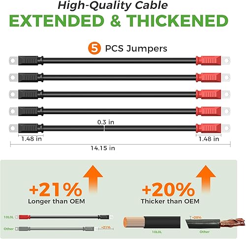 Vista 16 de 10L0L Golf Cart Heavy Duty Battery Cables for 48 Volt Club Car DS & Precedent 1994 Up, 5 PCS / 7PCS Pure Copper Golf Battery Wiring Cables