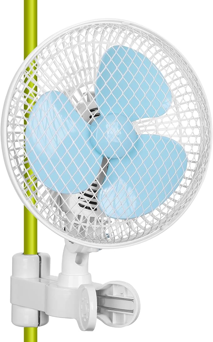 blessny 6" Clip on Oscillating Fan for Grow Tent Pole Mount, Small