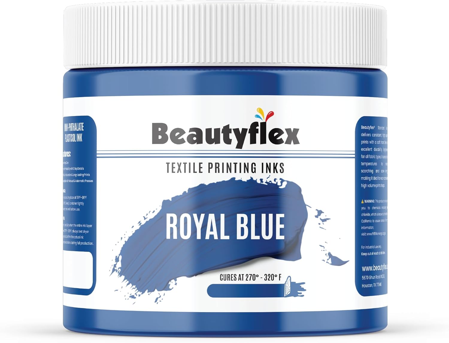 BEAUTYFLEX® Screen Printing Ink BLACK Plastisol Ink for screen printing - Fast Curing Painting for Cotton, Polyester and Other Fabrics, Fabric Paint for screen printing kit (16 fl oz, BLACK INK)