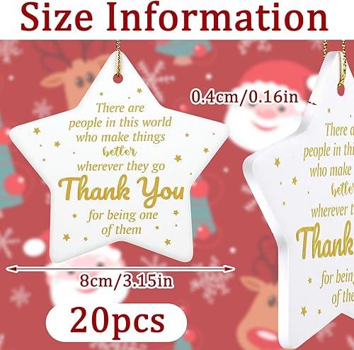 Miniatura 9 de Lewtemi 10 piezas de regalos de Navidad con forma de estrella, inspirador colgante de cerámica, regalo de agradecimiento voluntario, letrero