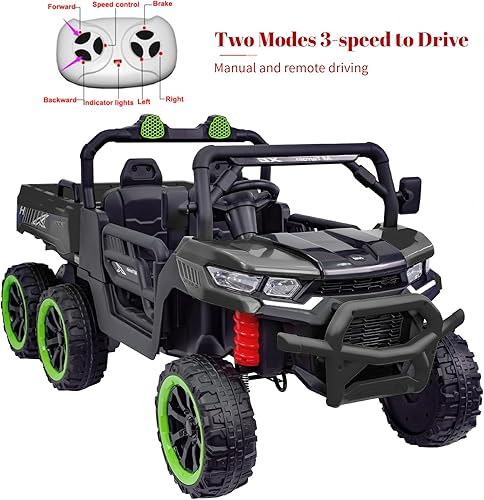 Miniatura 2 de Camión volquete eléctrico de 24 V y 2 plazas 4WD con cama volquete eléctrica, UTV eléctrico con control remoto, pala, lazo de tracción, reproductor