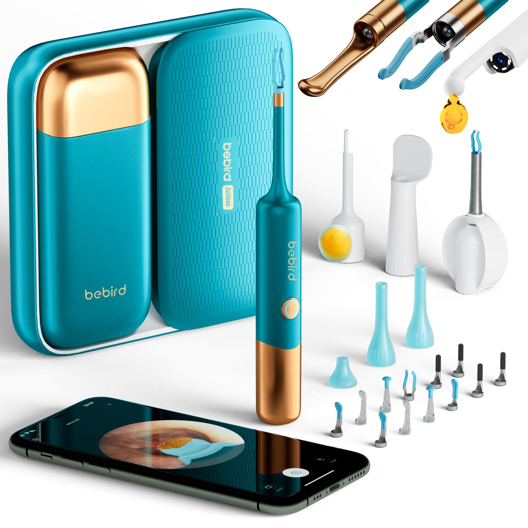 Bebird Earsight Ultra Eliminador de cerumen con WiFi 5G y otoscopio 1080P HD, limpiador flexible para los oídos con cámara y 30 puntas de repuesto, gotero de eliminación de cerumen para adultos, niños
