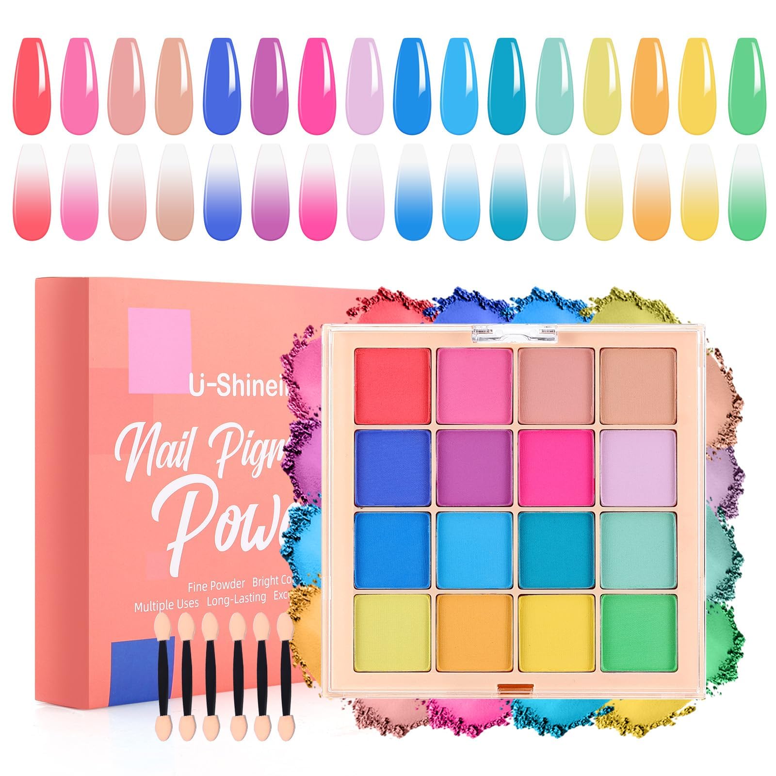 U-Shinein Nail Pigment Powder Palette Set