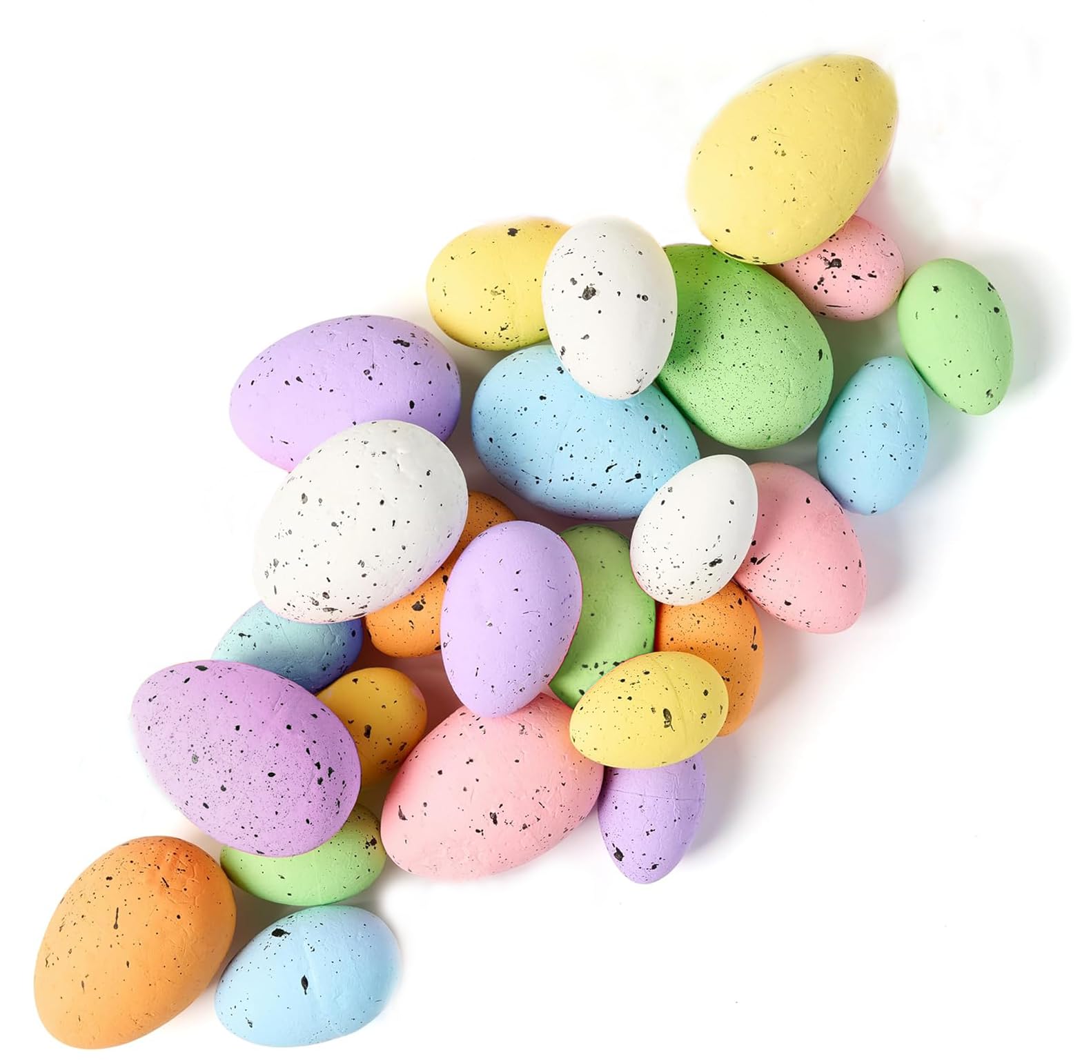 Jickoddffy 21 PCS 3 Sizes 7 Colors Foam Easter Eggs,Assorted Pastel Speckled Easter Eggs Decoration for Easter Basket Fillers Home Table Setting Spring Party