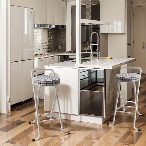 Miniatura 6 de Taburetes plegables para adultos, portátil de 25.629.5 pulgadas, silla compacta con respaldo bajo, silla acolchada para adultos, taburete pequeño