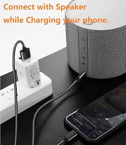 Miniatura 3 de Certificado Apple MFi Cable de audio de carga para iPhone, 2 en 1 Lightning a 0.138 in, cable auxiliar trenzado de nailon compatible con iPhone