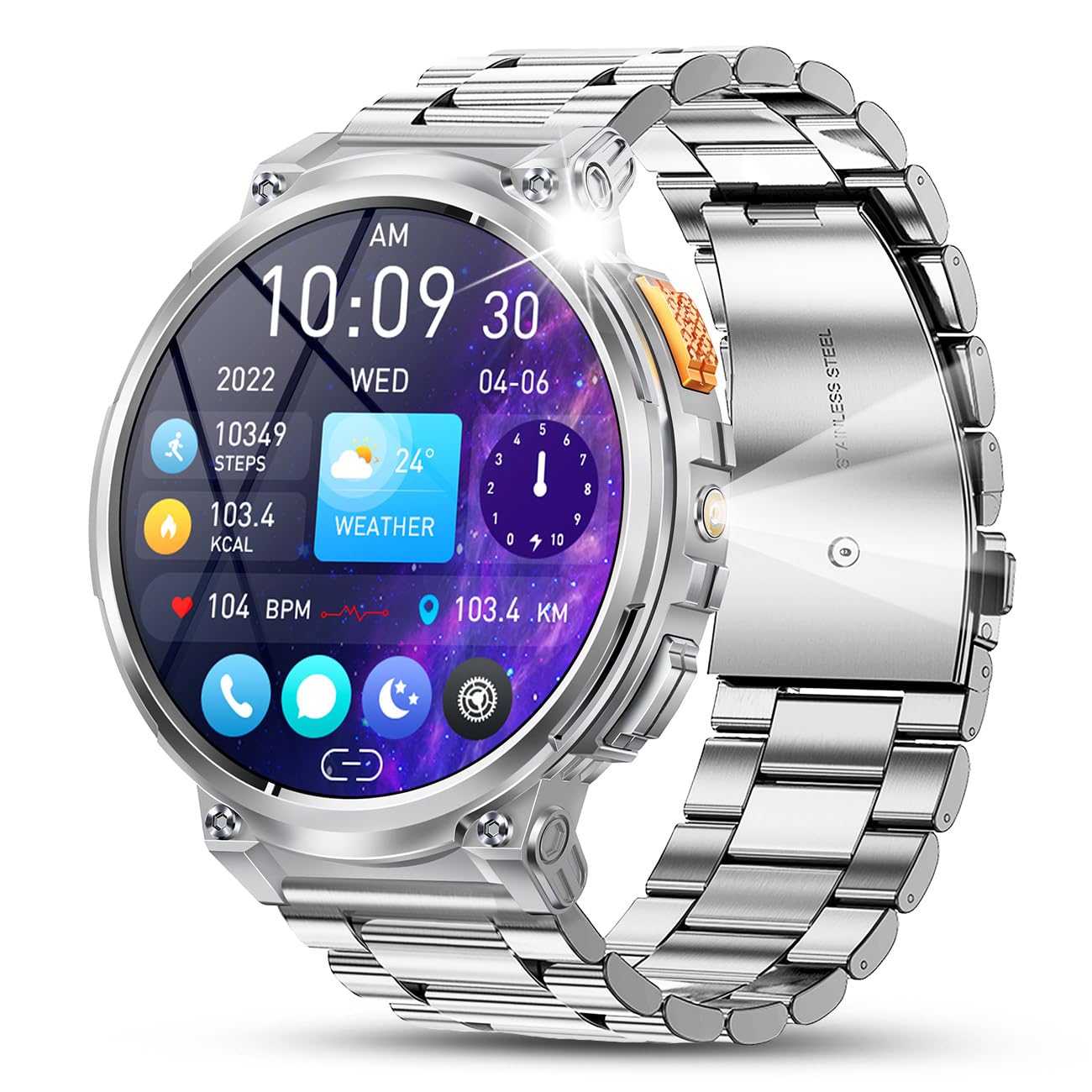 Smartwatch Męski Zegarek Menu PL Rozmowy Ciśnieniomierz 730mAh IP68 2 Paski