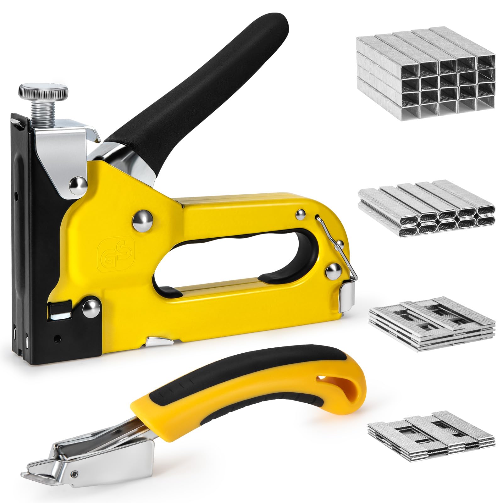Staple Gun,Upholstery Staple Gun Heavy Duty 4-in-1 Manual Stapler with 4000 Staples, Brad Nailer Power Adjustable for Wood, Crafts, Carpentry & DIY Decoration
