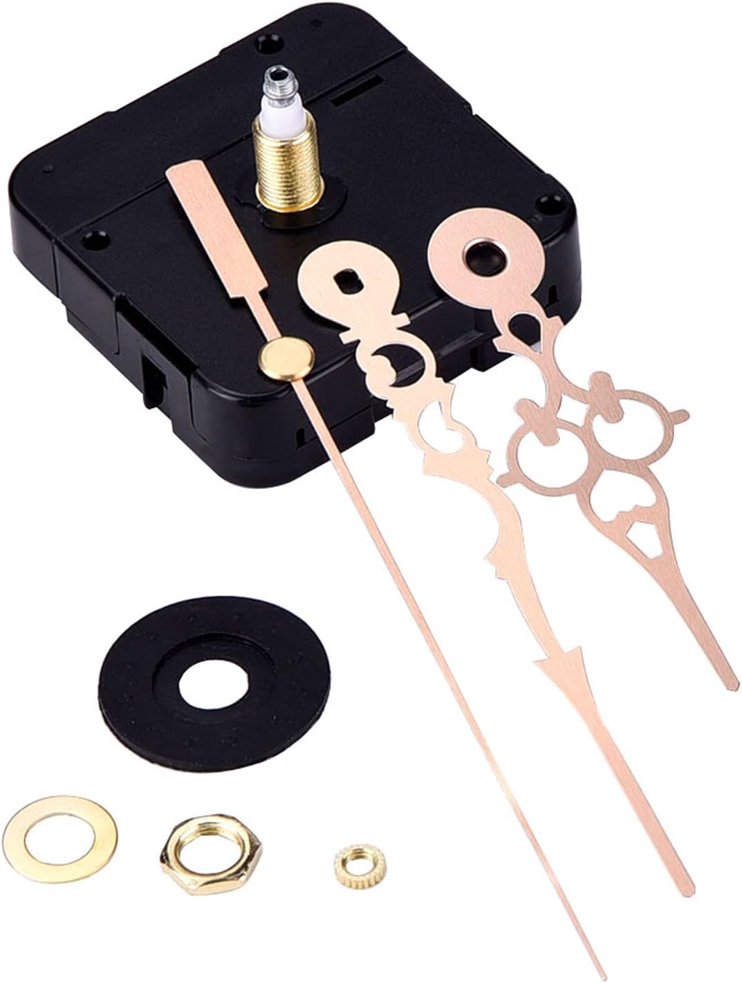 Mudder High Torque Golden Hands Clock Mechanism, 3/10 Inch Maximum Dial Thickness, 4/5 Inch Total Shaft Length