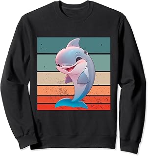 Cute Dolphin cartoon hearing aid animated marine animal Sweatshirt