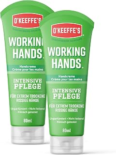O’Keeffe’s Working Hands tubka 80 ml, 2 sztuki – krem do rąk do ekstremalnie suchych, popękanych dłoni, błyskawicznie zwiększa nawilżenie, tworzy warstwę ochronną i zapobiega utracie wilgoci