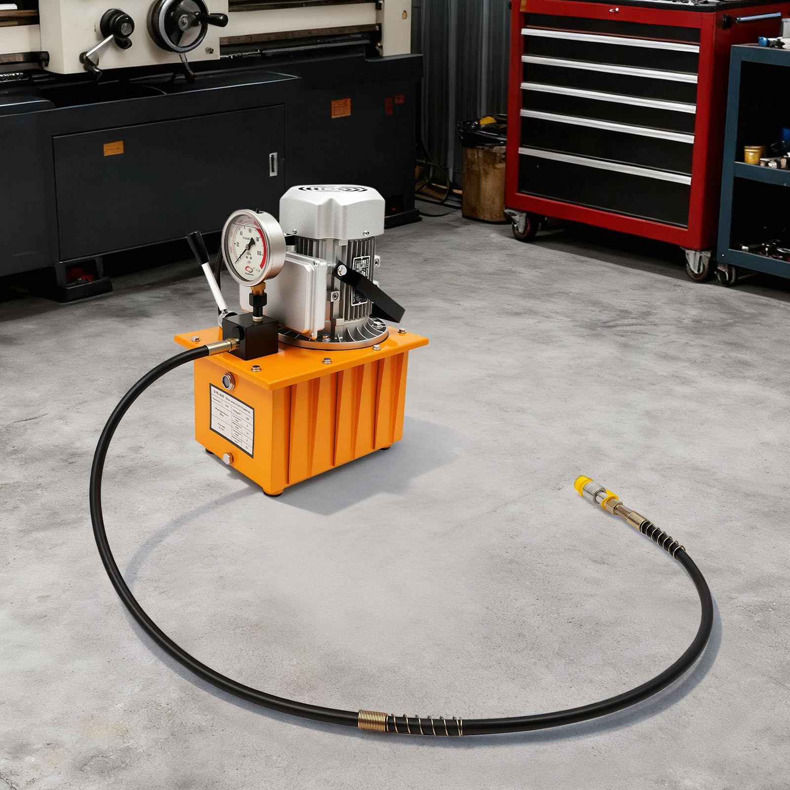 Pompa idraulica elettrica 750 W, pompa idraulica 700 bar 70 MPa con interruttore a pedale e valvola magnetica, serbatoio da 7 l, generatore idraulico elettrico per pressa da officina, ponte
