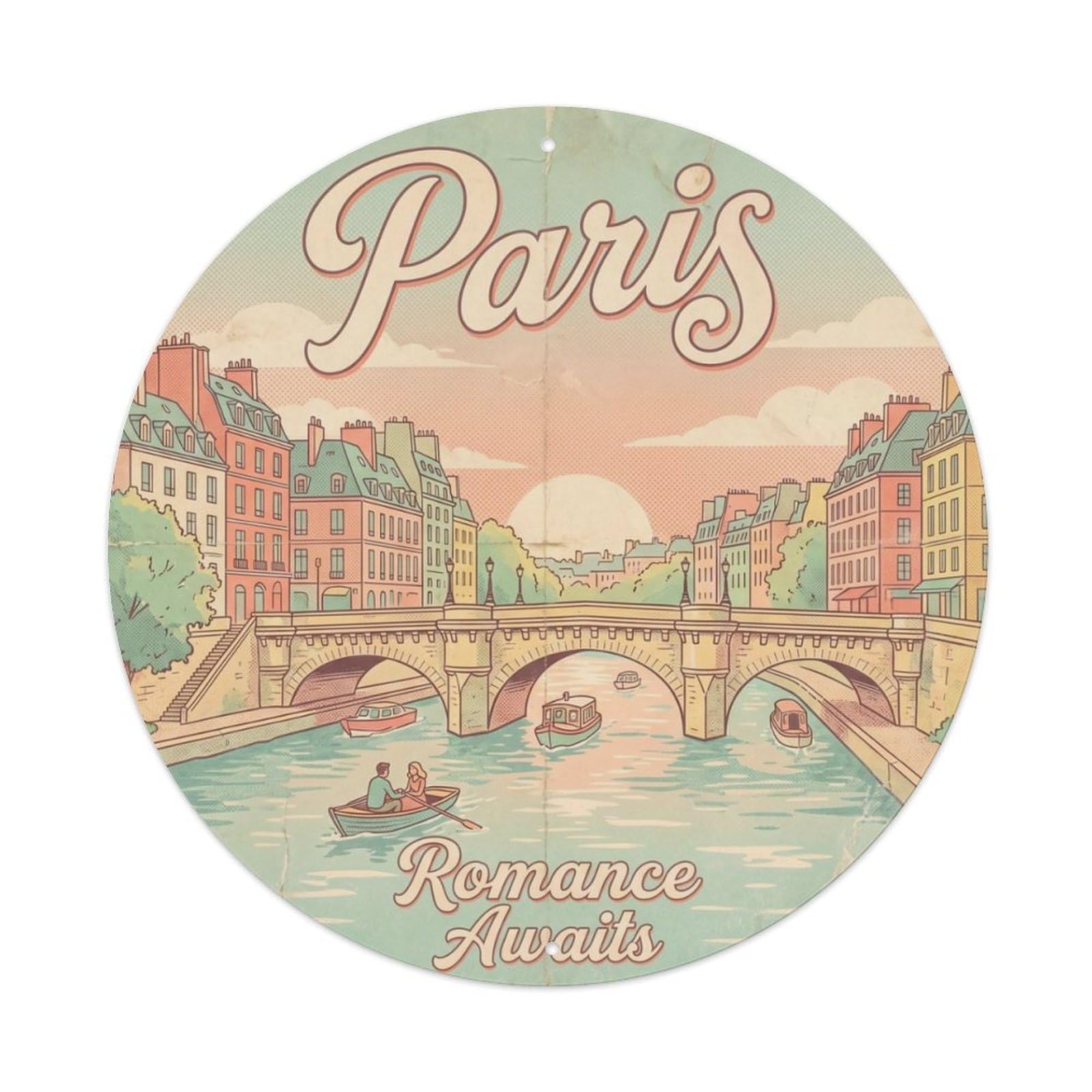 Fqnyr Style Vintage Travel Paris Riverside France Metal Tin Sign
