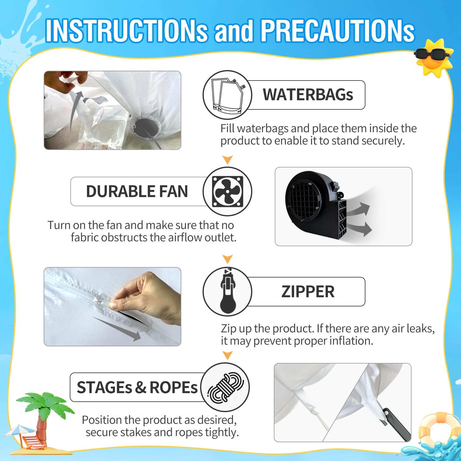 DomKom 5FT Tiki Luau Inflatables, Tiki with Surfboard and Wine Glass, Hawaiian Summer Tropical Beach Blow up Party Decor Party Giant Yard Decoration, Outdoor Built-in LED Lights Lawn Holiday Outside