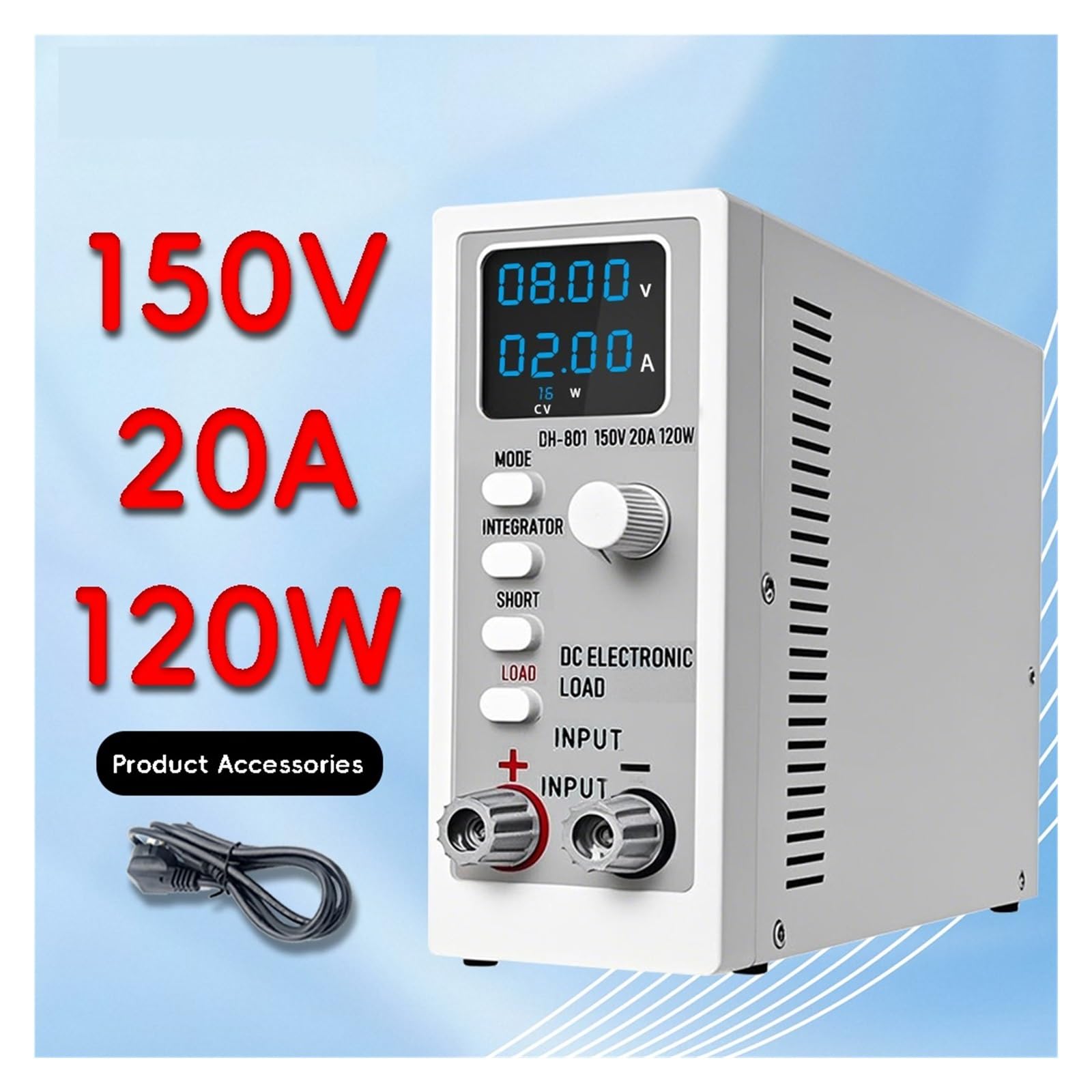 Elektroniczny kanał obciążenia DC 120 W 150 V 20 A cyfrowy tester pojemności akumulatora