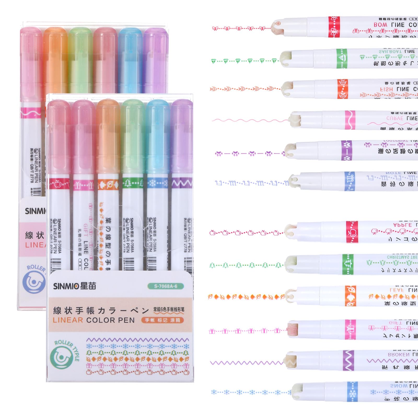 Qiuruoo 12 Pcs Magic Border Pen, Different Line Stamp Markers Border Pens, Scrapbook Supplies for Drawing Note Taking, Journaling Handwriting, Tip