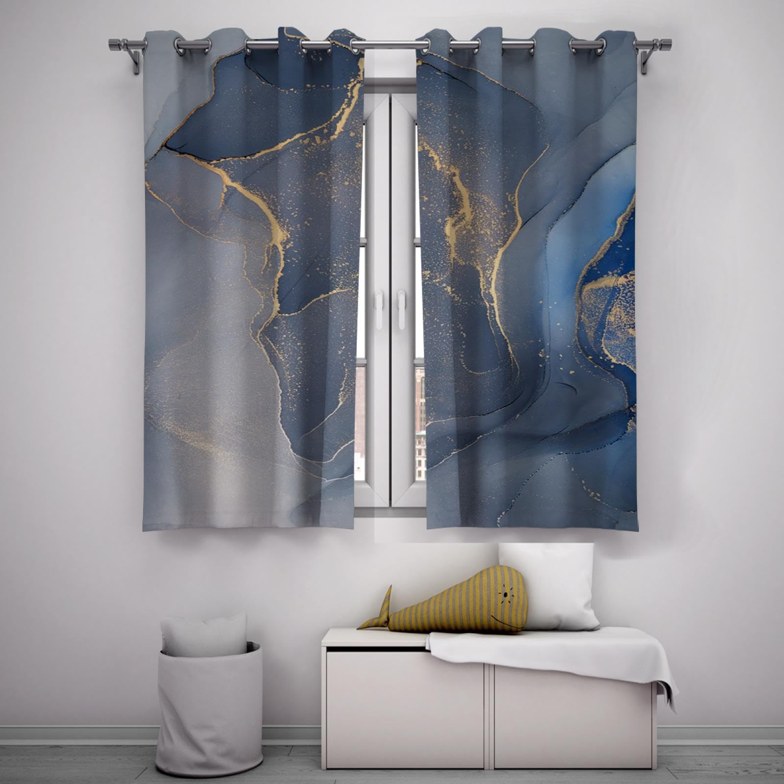 Amazon｜モダンな断熱カーテンブルージェイドゴールドテクスチャ遮光