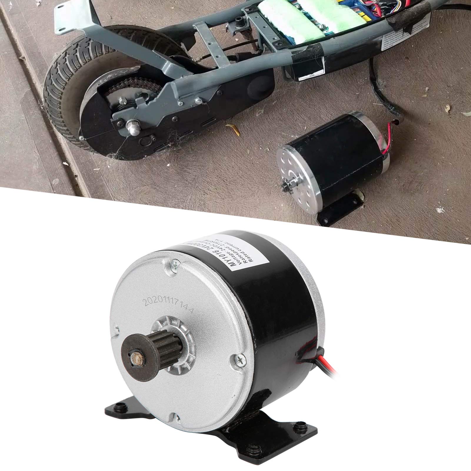 Ausla Motore per Scooter Elettrico Motore per Bici in Lega di Acciaio 24V 280W 2750 RPM Sostituzione dell'ingranaggio a 11 Denti per Scooter Go Kart Minibike Riders Riparazione Officina Interna