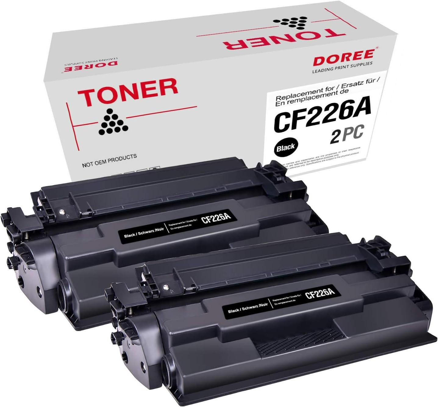 DOREE CF226A Toner Replacement for HP CF226A 26A HP CF226X 26X Toner Cartridge ，with HP LaserJet Pro M402 M402d M402dn M402dne M402dw M402n MFP M426 M426dw M426fdn M426fdw， 2 pack Black with chip