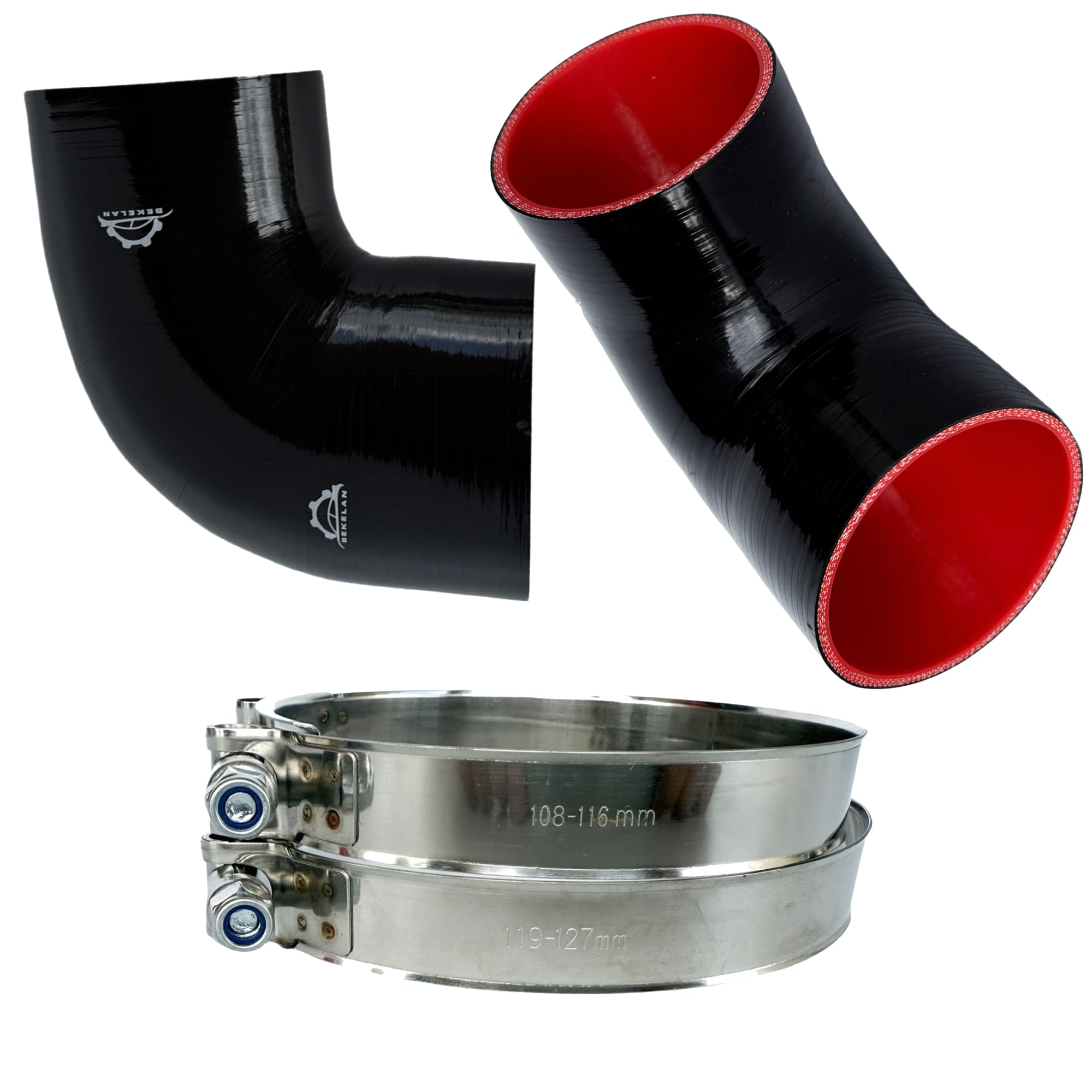 Acoplador de codo de 90° de silicona con abrazadera de perno en T de acero inoxidable, diseño reforzado de 4 capas de alta temperatura para turbo/intercooler/tubería de admisión/hidráulico industrial