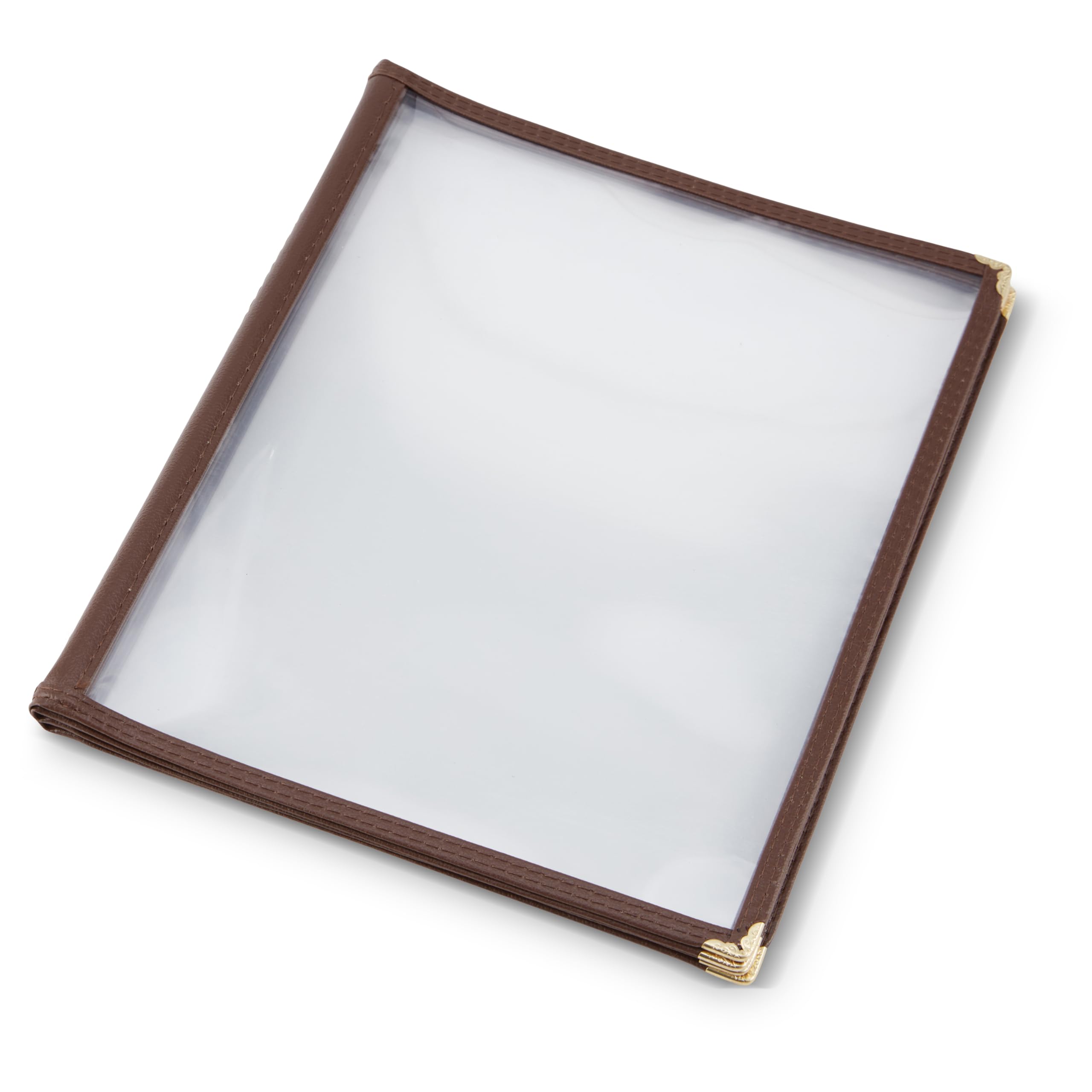 (10 Pack) AME D’ESSENCE Brown Trimmed 4 Page Book Fold Menu Cover, 8.5