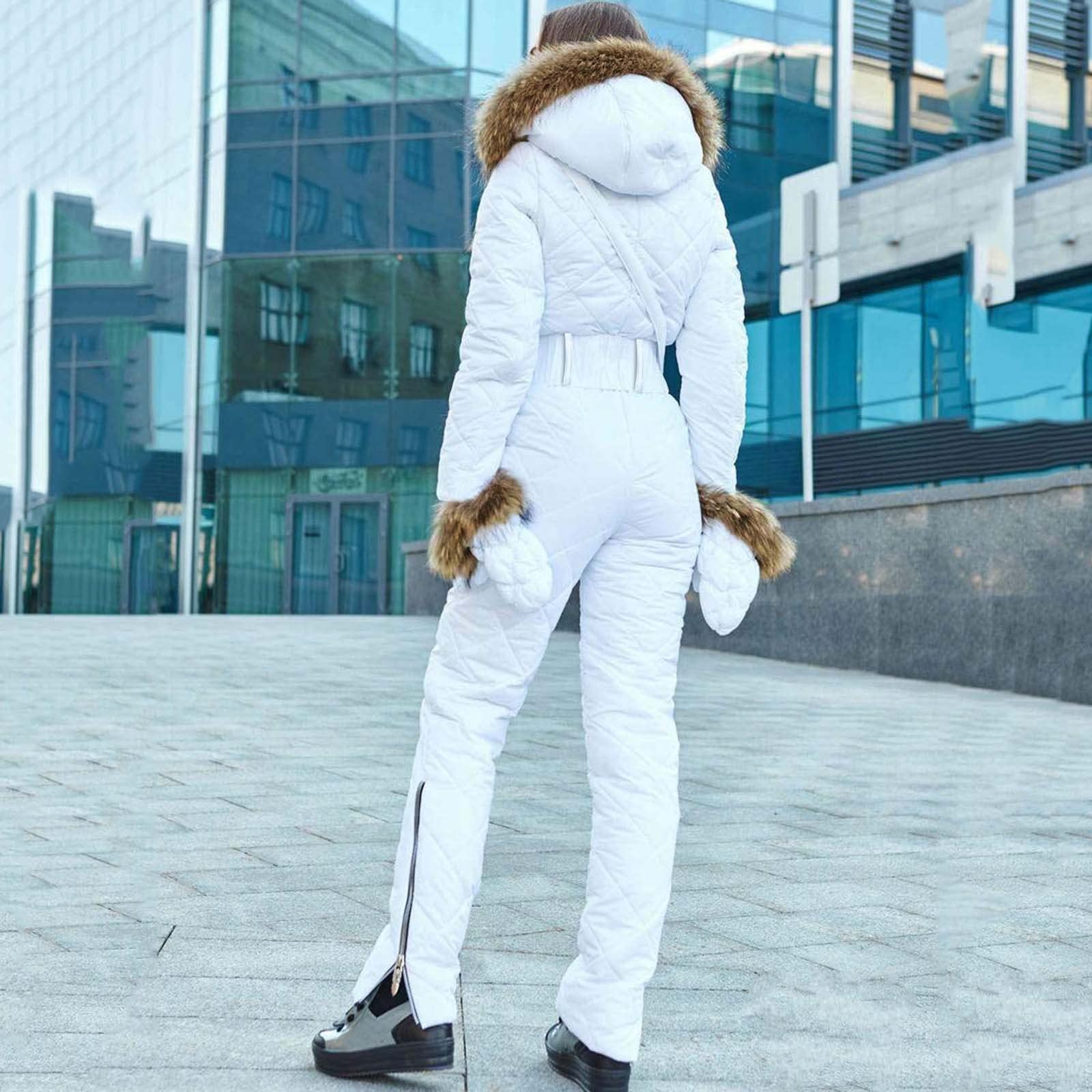 Overol de esquí con cremallera para mujer, trajes de esquí para mujer, trajes de esquí de una pieza, chaqueta impermeable, traje de nieve y pantalones deportivos al aire libre no extraíbles, overol