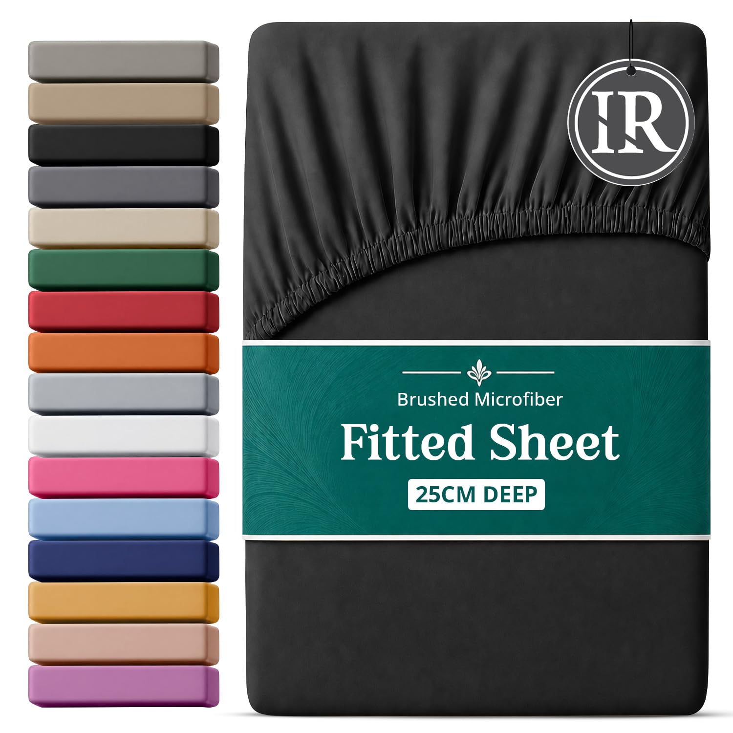 Imperial Rooms Small Double Fitted Sheet 120x190cm, Black - 25CM Deep