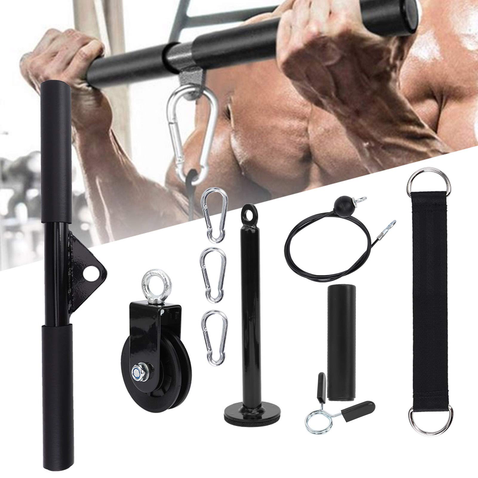 Alvinlite Krafttrainingsset, 10 STÜCKE DIY Pulley Bar Griff Trizeps Krafttrainingsgeräte-Kit Fitnessgeräte-Kombinationsset