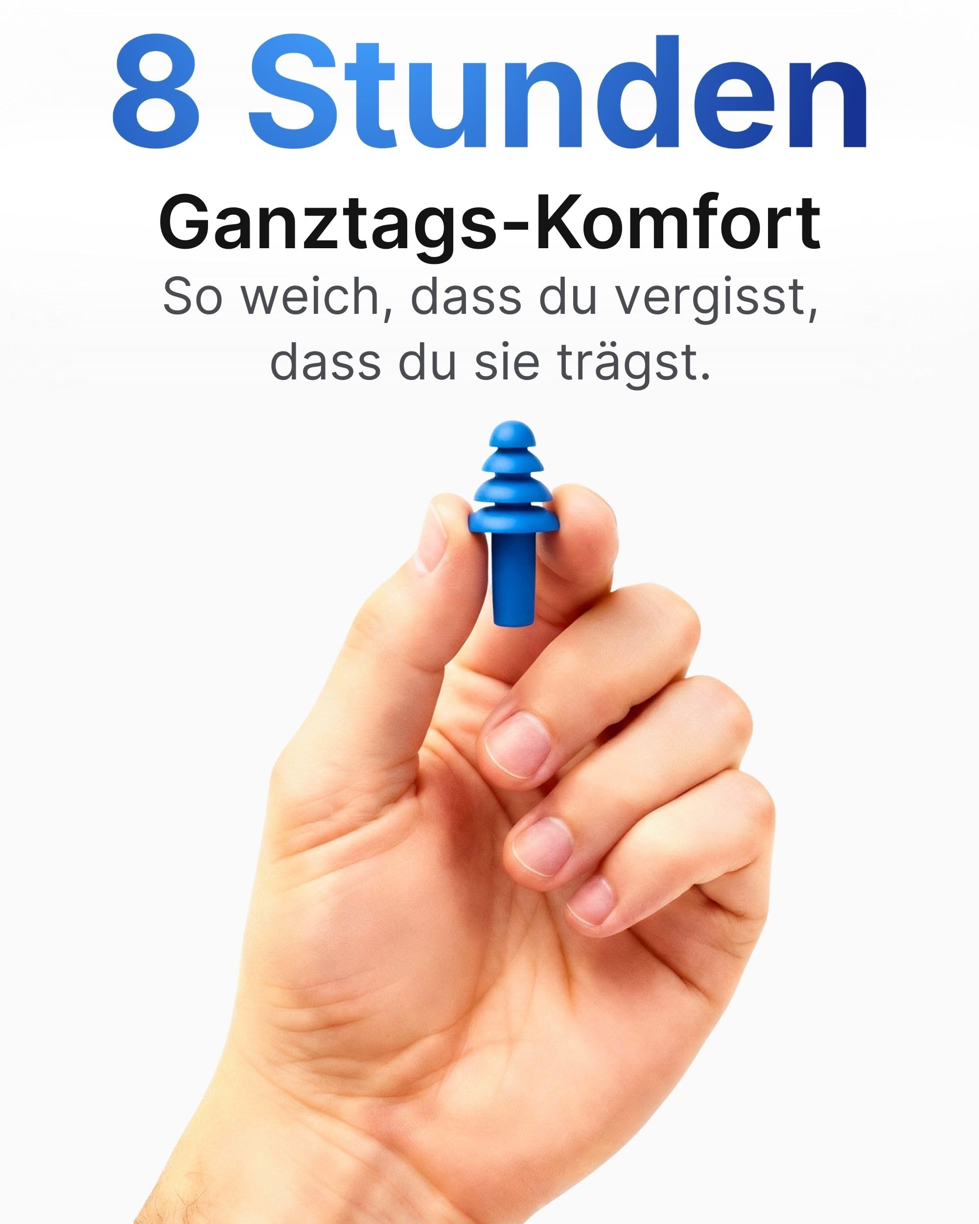 Paire de bouchons d'oreilles réutilisables et détectables bleus avec cordon en tissu SNR 32 dB – Métal détectable pour l'industrie alimentaire – Protection contre le bruit réutilisable – Protection