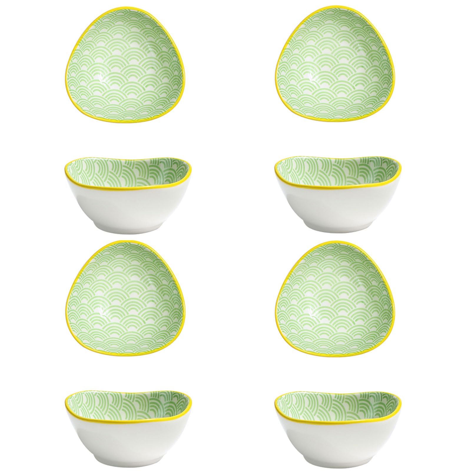 Tapas-Schalen, 4 Stück Vorspeisenteller aus Porzellan, Gewürzschalen/Sushi-Soja-Dip-Schale, kleine Dip-Schalen for Beilagen, Mini-Gewürzschale,(F,Triangle)