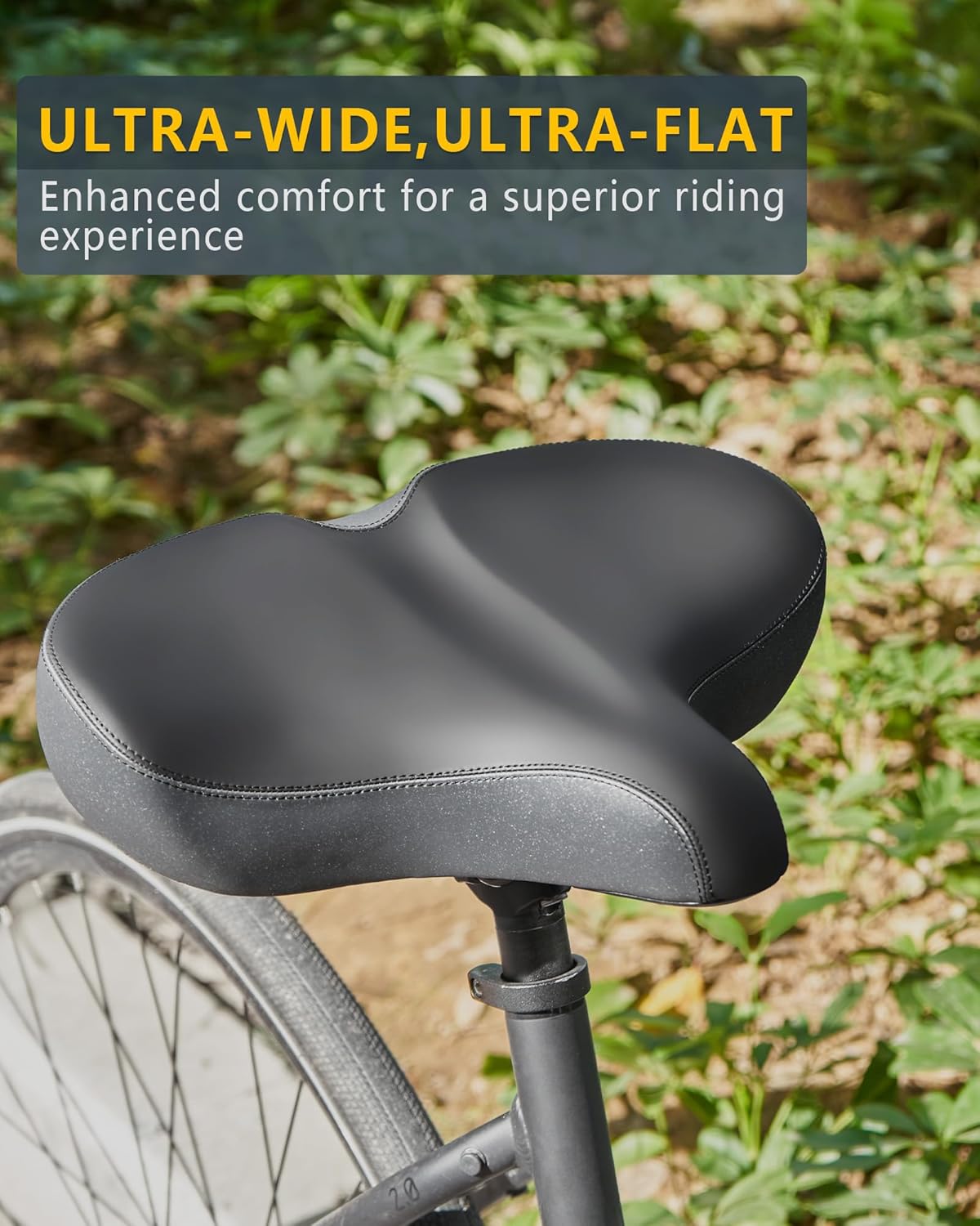 YLG Oversized Comfort Bike Seat Comfortable Replacement Bike Saddle Memory Foam Soft Bike Saddle Waterproof Universal Fit Bicycle Seat for Women Men