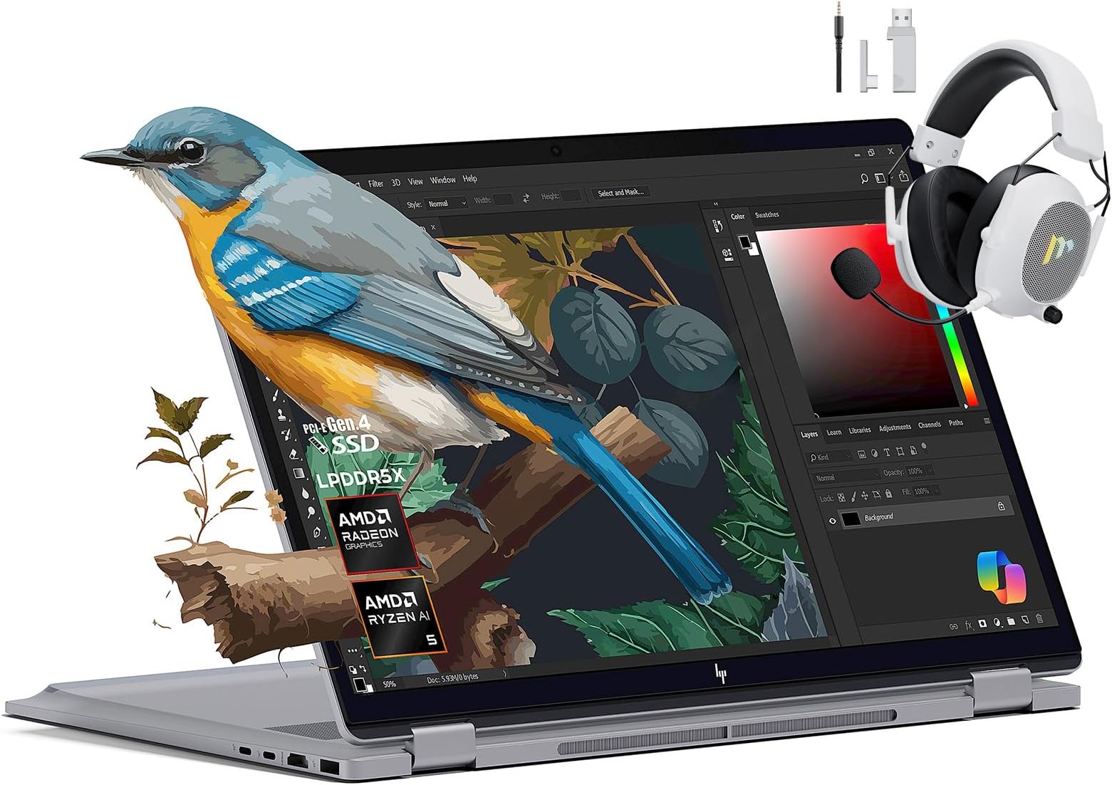 2025 New Envy x360 2-in-1 Laptop, OmniBook X Flip 16" Touchscreen 2K IPS Display, AMD Ryzen AI 5 340, 16GB LPDDR5X RAM, 512GB Gen 4 SSD, Copilot AI, WiFi 6E, w/Mytrix Accessory, Win 11 Home